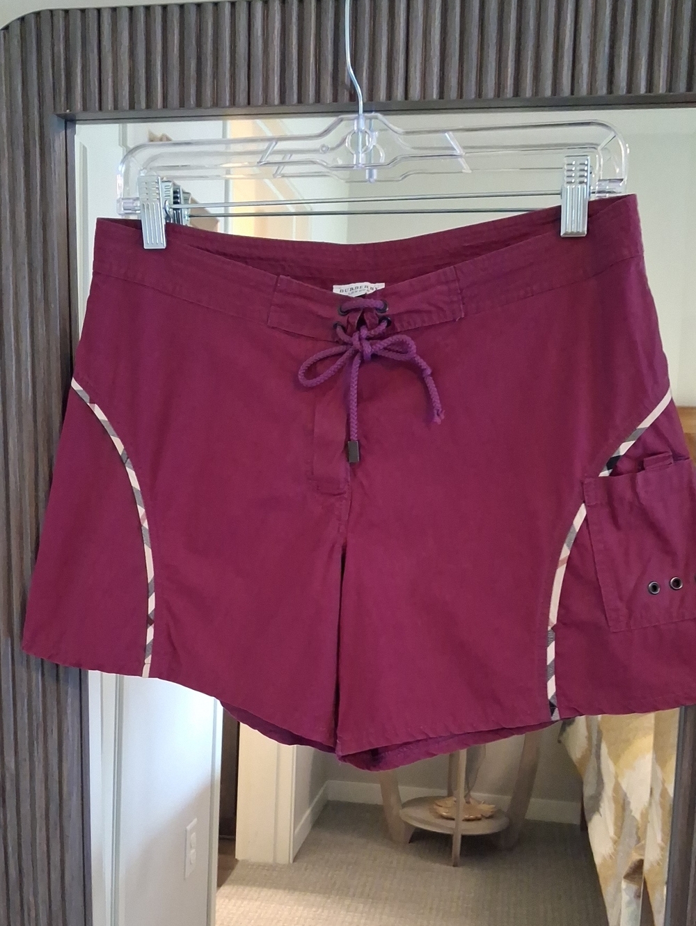 Burberry London Women's Plum & Nova Check Trim Athletic Shorts